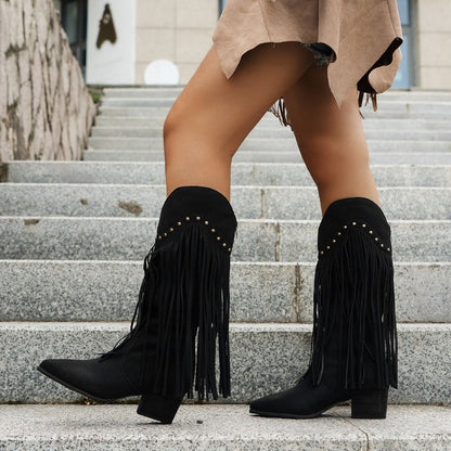 Eveloria Damen Cowboy-Stiefel Elegant Leder