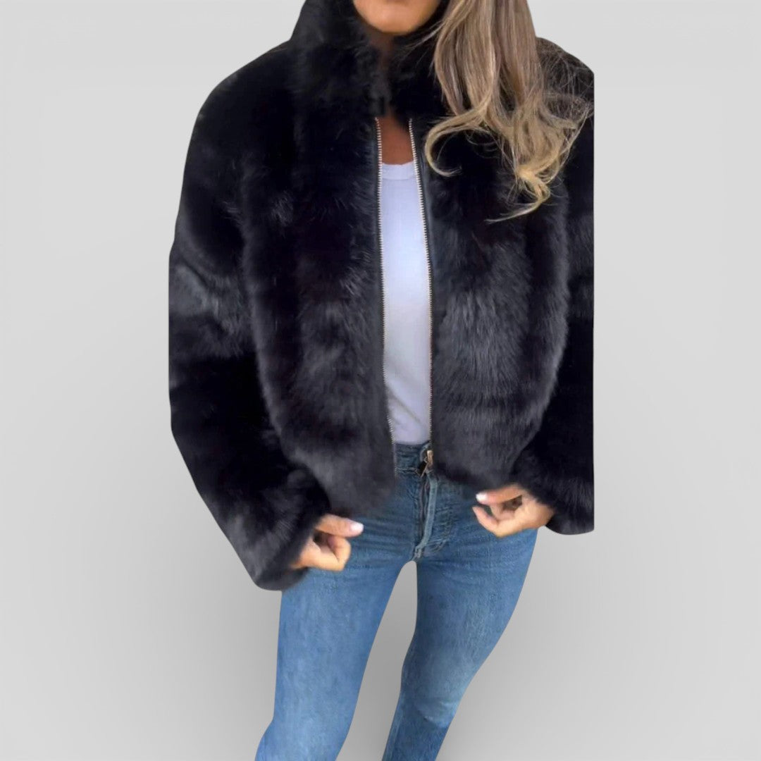 Damen Jacke Stehkragen Reißverschluss