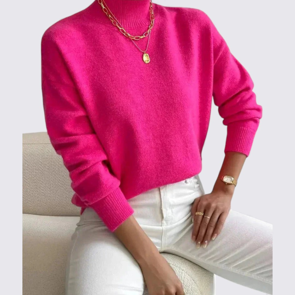 Damen Pullover Stehkragen Klassisch Komfortabel