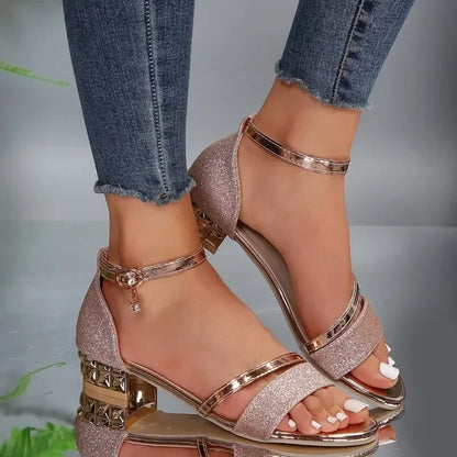 Damen Sandalen Pailletten Dekoration