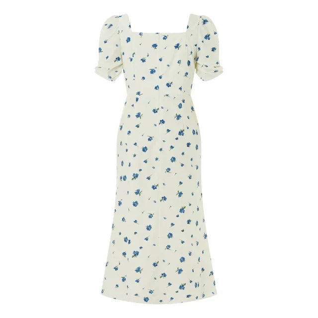 Eveloria Damen Midi-Kleid Rechteck-Ausschnitt Sommerkleid