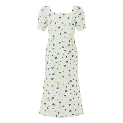 Eveloria Damen Midi-Kleid Rechteck-Ausschnitt Sommerkleid