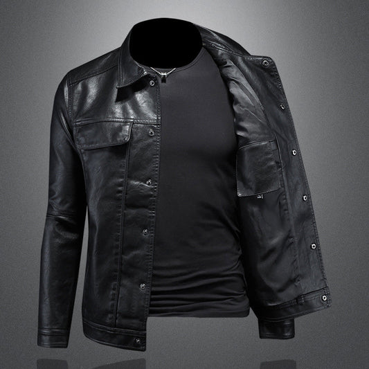 Eveloria Herren Biker-Jacke Leder Schwarz - Eveloria