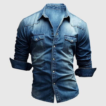 Eveloria Damen Denim-Hemd Lässig Blau