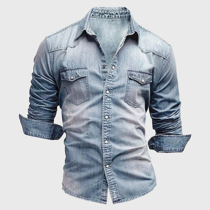 Eveloria Damen Denim-Hemd Lässig Blau