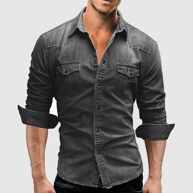 Eveloria Damen Denim-Hemd Lässig Blau