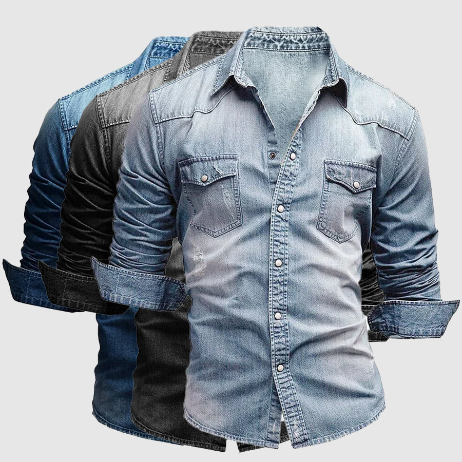 Eveloria Damen Denim-Hemd Lässig Blau