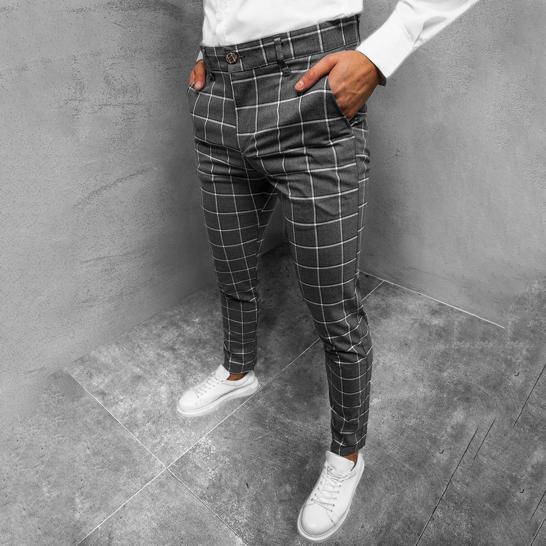 Herren Karo-Hose Slim Fit Gerader Schnitt