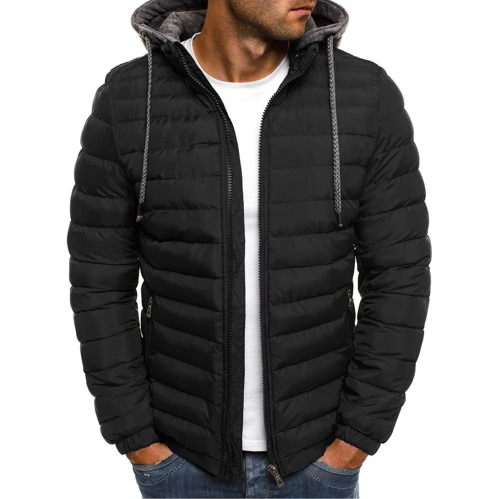 Herren Daunenjacke Leichtgewicht Kapuzenpufferjacke Schwarz - Eveloria