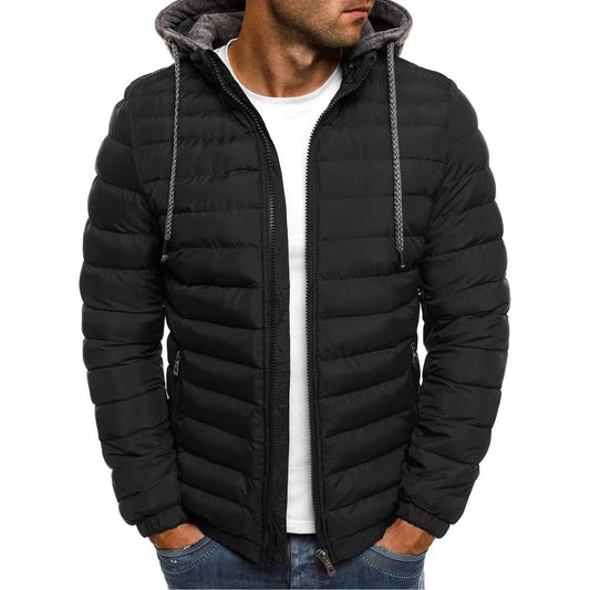 Herren Daunenjacke Leichtgewicht Kapuzenpufferjacke Schwarz - Eveloria