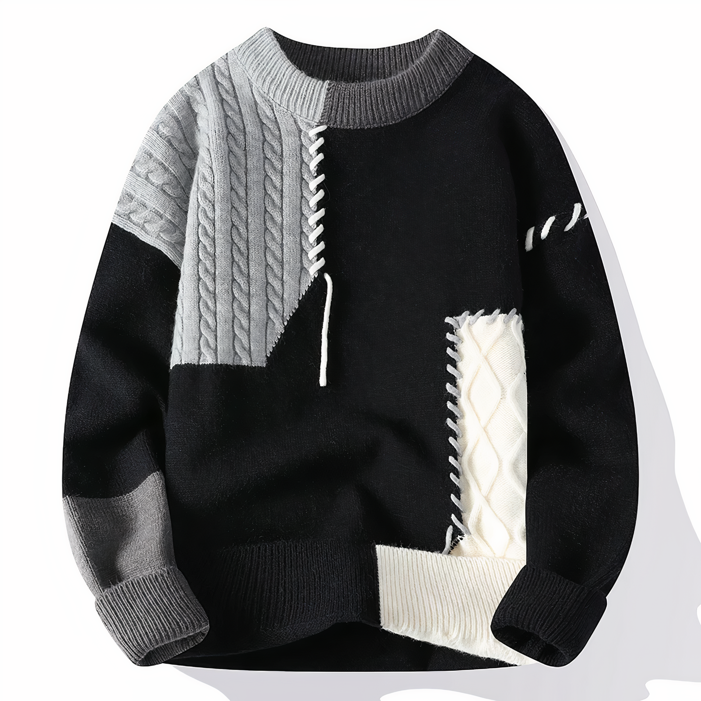 Eveloria Damen Patchwork Pullover Bunt