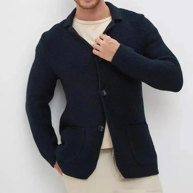 Herren Strickblazer Strukturmuster Elegantes Design Beige - Eveloria