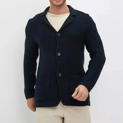 Herren Strickblazer Strukturmuster Elegantes Design Beige
