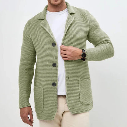Herren Strickblazer Strukturmuster Elegantes Design Beige
