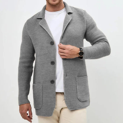 Herren Strickblazer Strukturmuster Elegantes Design Beige