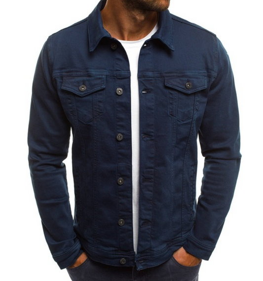 Herren Slim-Fit Jeansjacke Denim Sommer Blau - Eveloria