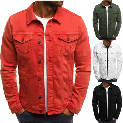 Herren Denimjacke Slim Fit mit Knöpfen Blau - Eveloria