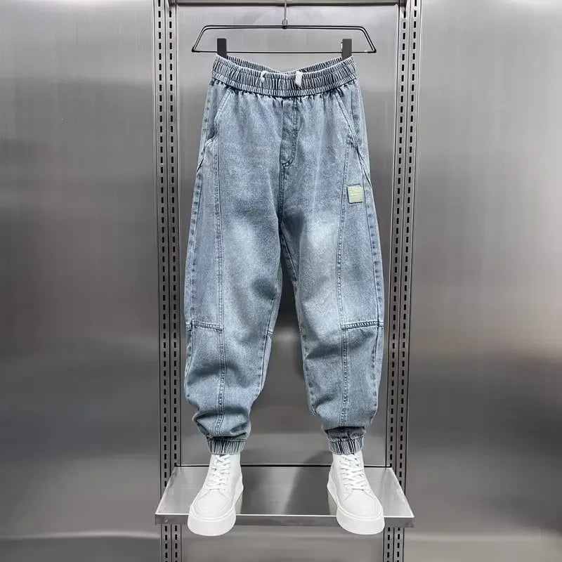 Herren Jogger Jeans Elastische Taille Baggy Denim Schwarz - Eveloria