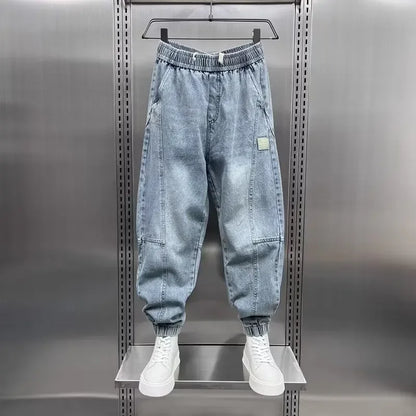 Herren Jogger Jeans Elastische Taille Baggy Denim Schwarz - Eveloria