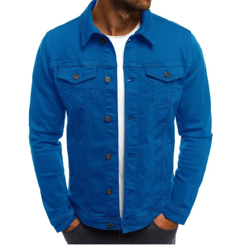 Herren Denimjacke Maßgeschneiderte Passform Strapazierfähig Blau