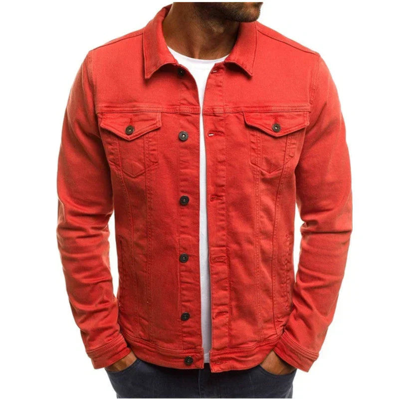 Herren Denimjacke Maßgeschneiderte Passform Strapazierfähig Blau
