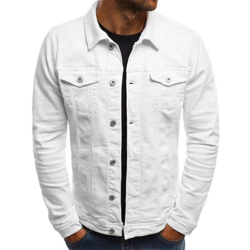 Herren Denimjacke Maßgeschneiderte Passform Strapazierfähig Blau