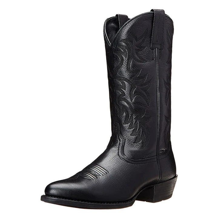 Damen Cowboystiefel Elegantes Leder Schwarz - Eveloria