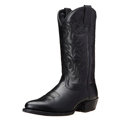 Damen Cowboystiefel Elegantes Leder Schwarz - Eveloria