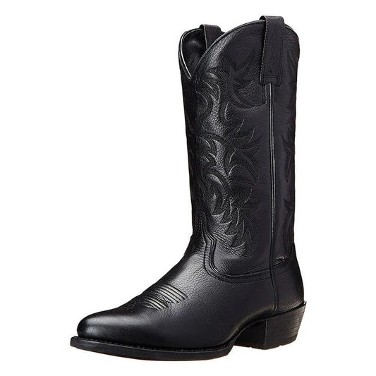 Damen Cowboystiefel Elegantes Leder Schwarz - Eveloria