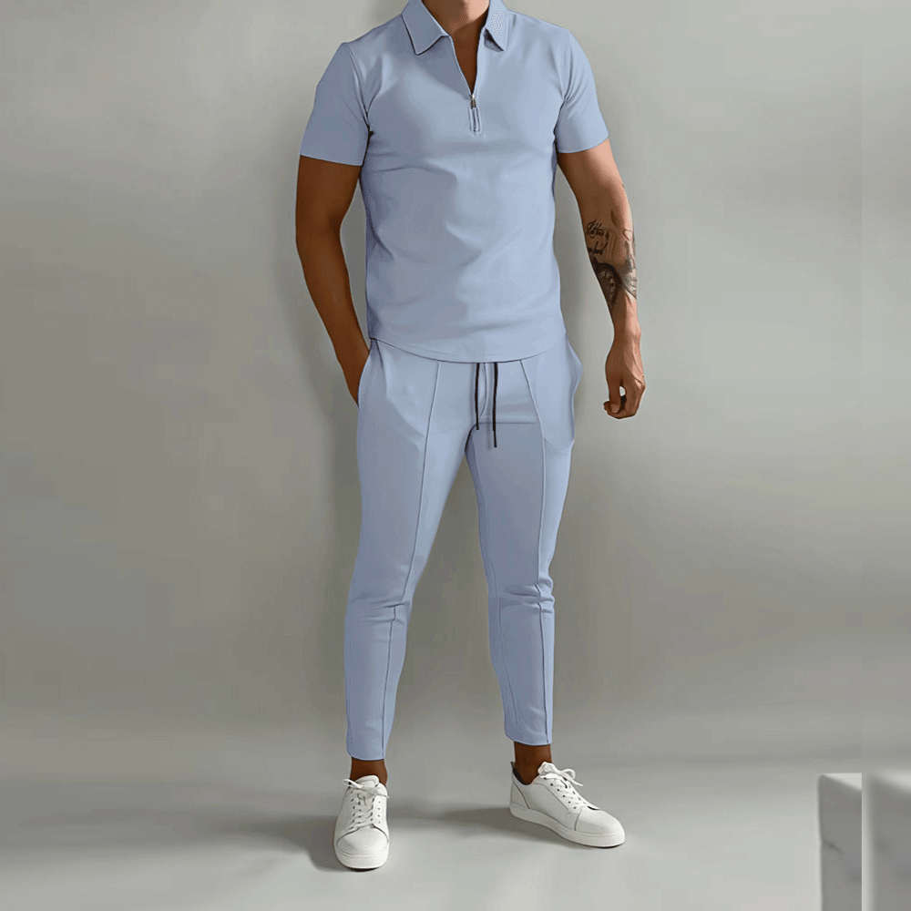 Herren Poloshirt Set 2-teilig mit Reißverschluss