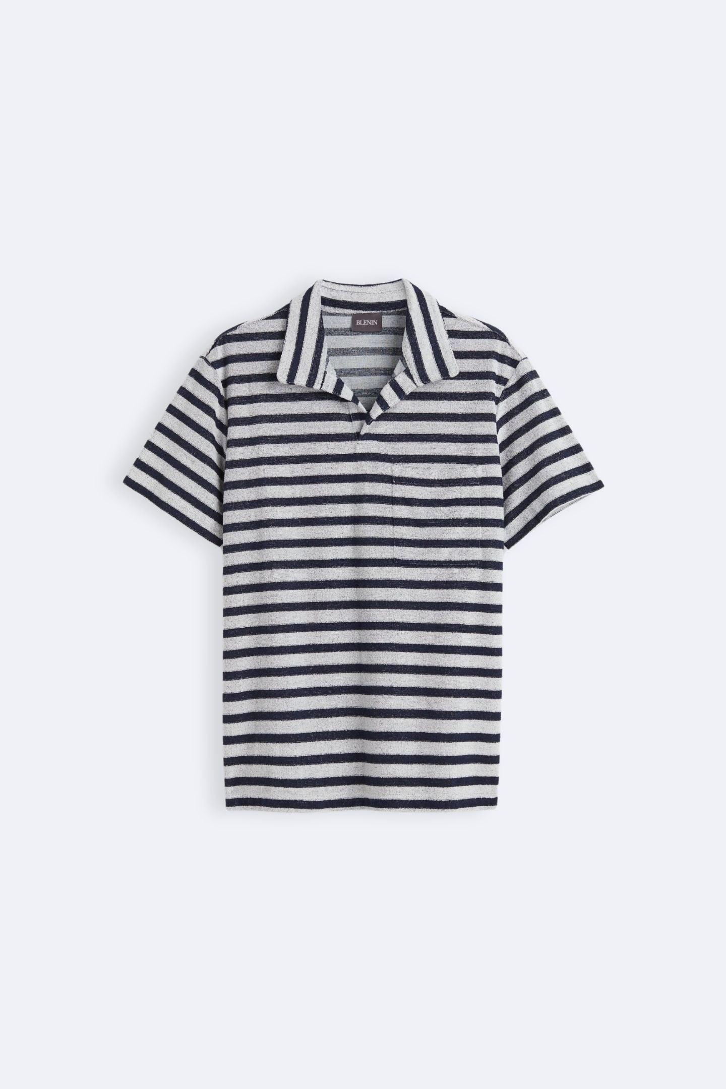 Gestreiftes Herren Poloshirt Marineblau Weiss - Norvielle