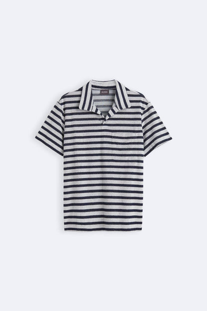 Gestreiftes Herren Poloshirt Marineblau Weiss - Norvielle