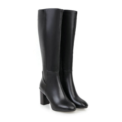 Damen Stiefel Klassisch Hoch mit Blockabsatz