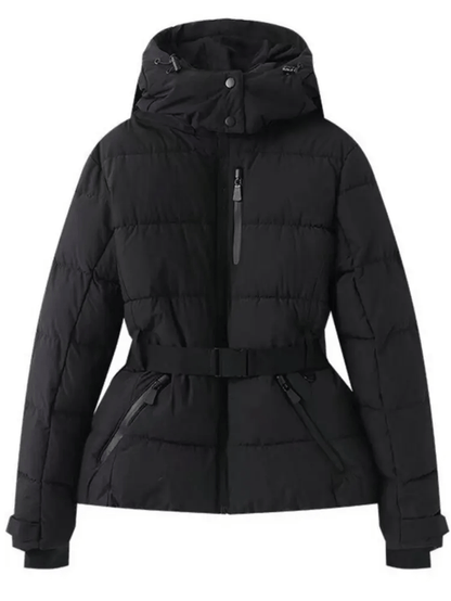 Damen Daunenjacke Mit Kapuze Gürtelschlaufen Winter