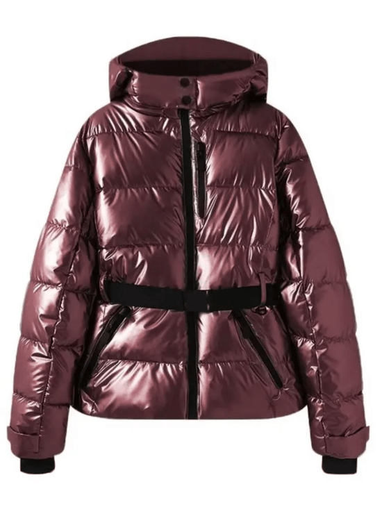 Damen Daunenjacke Mit Kapuze Gürtelschlaufen Winter