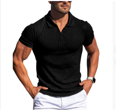 Herren Polo-Shirt Gerippt Slim-Fit Weißen