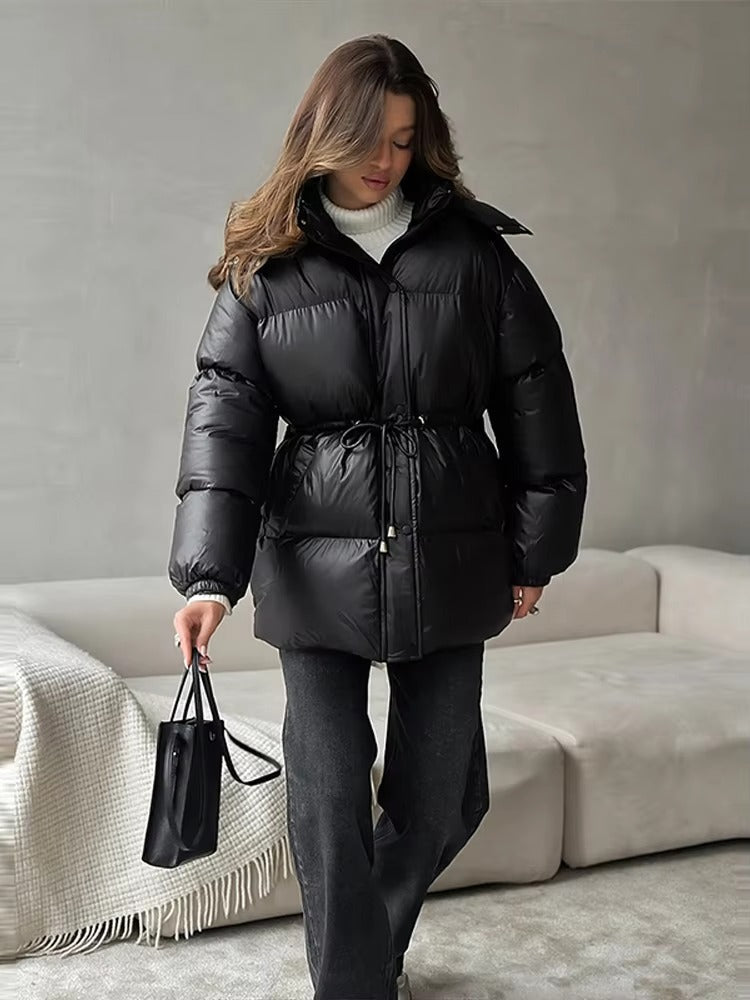 Damen Winter-Steppjacke Kordelzug Glanzfinish - Eveloria