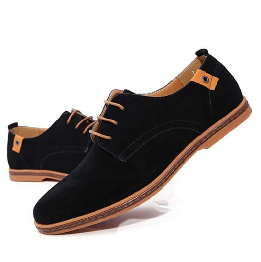 Dress Shoes - Flache Herren Schnürschuhe aus Wildleder-Schwarz-38-Chaps Herrenmode