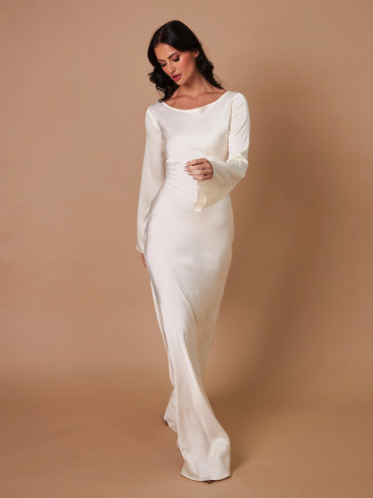 Damen Abendkleid Maxikleid Figurbetont Lange Ärmel