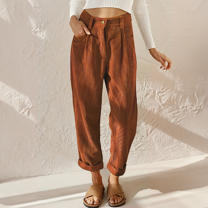 Damen High Waist Wide Leg Hose