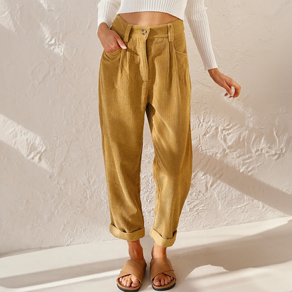 Hohe Damen-Hose Locker Fallend Komfortabel Schwarz - Eveloria