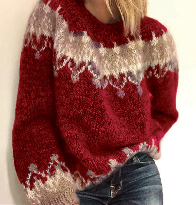 Damen Weihnachtspullover Lockerer Schnitt Gemütlich Beige