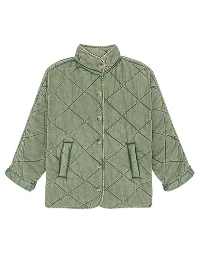 Damen Leichte Steppjacke Mit Knöpfen Solide Farbe