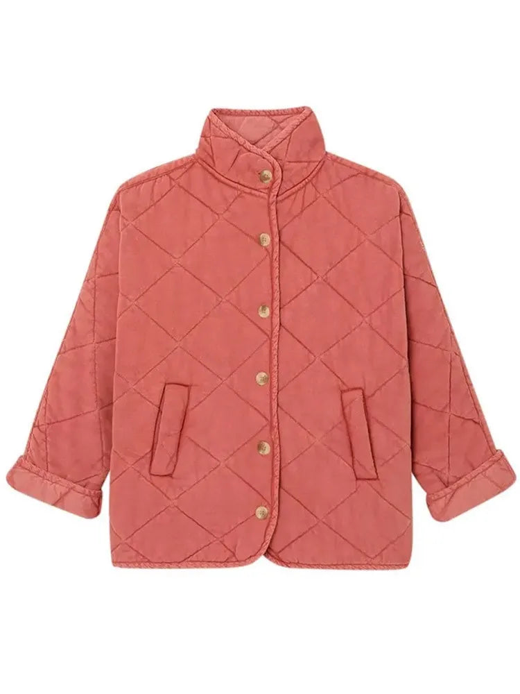Damen Leichte Steppjacke Mit Knöpfen Solide Farbe