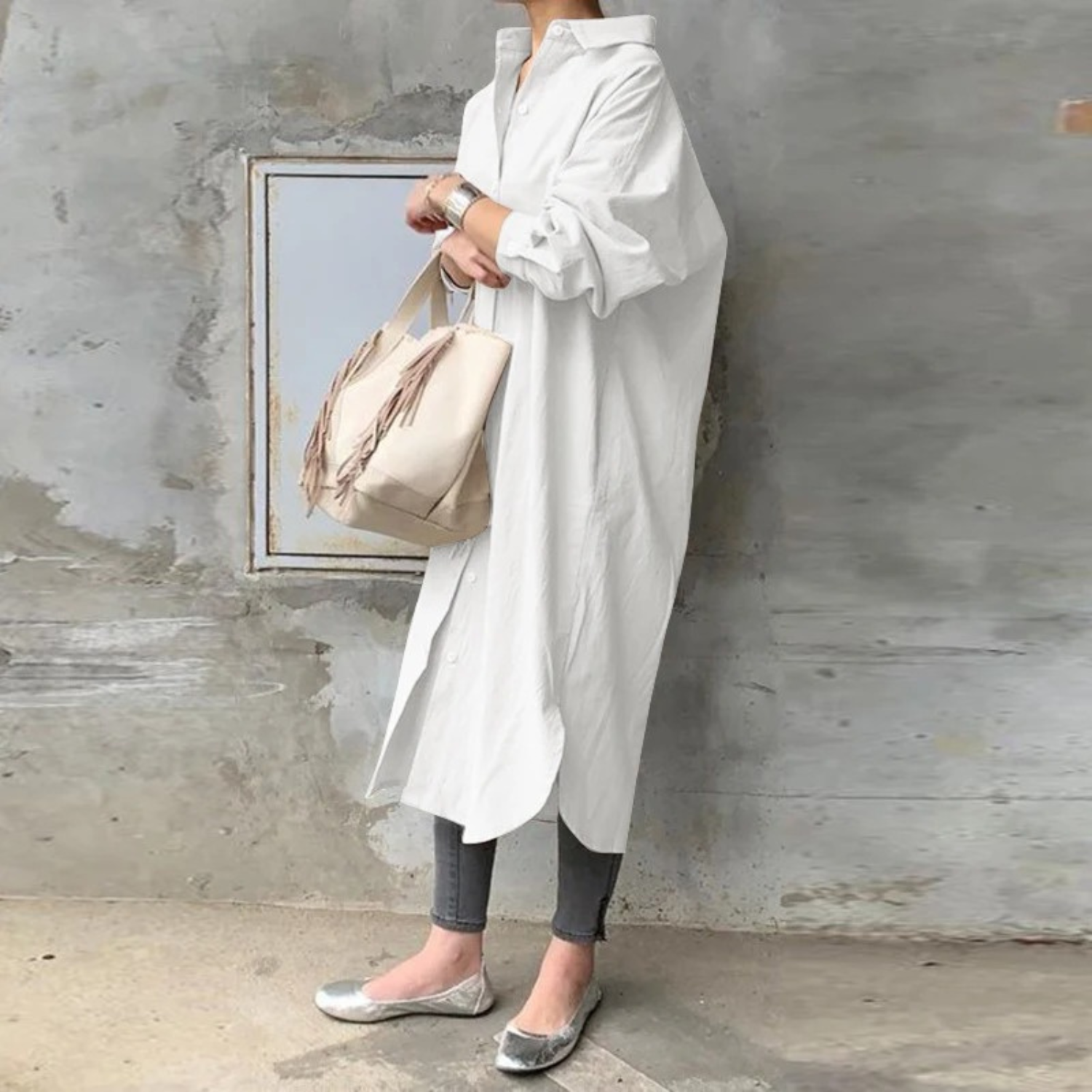 Eveloria Damen Blusenkleid mit Kragen Lang - Eveloria
