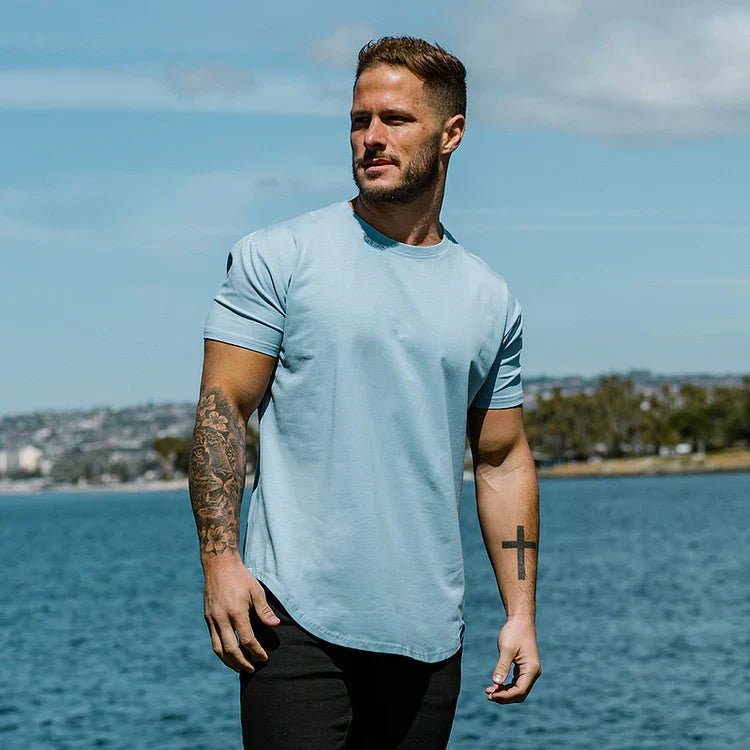 Herren T-Shirt Einfarbig Rundhalsausschnitt - Eveloria