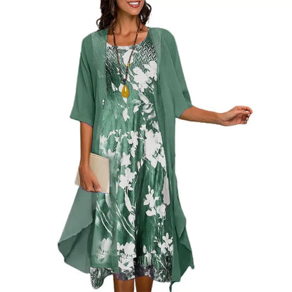 Eveloria Damen Sommerkleid Blazer-Set