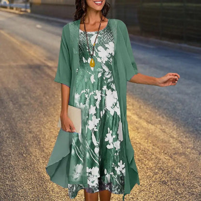 Eveloria Damen Sommerkleid Blazer-Set