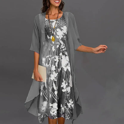 Eveloria Damen Sommerkleid Blazer-Set