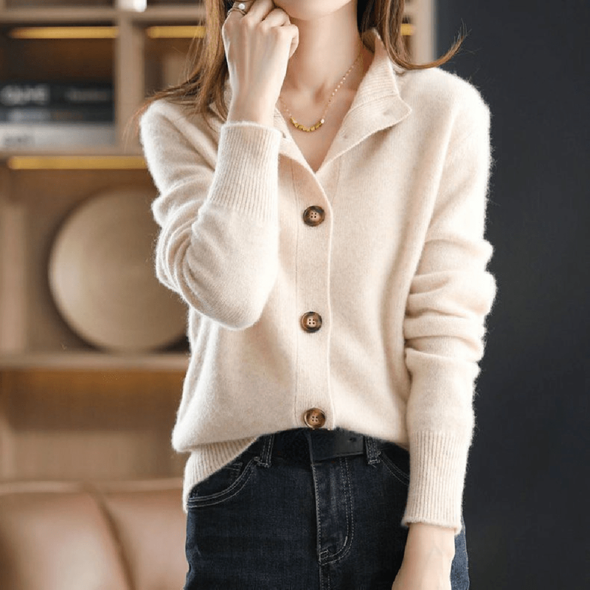 Damen Lässige Strickjacke Langärmlig